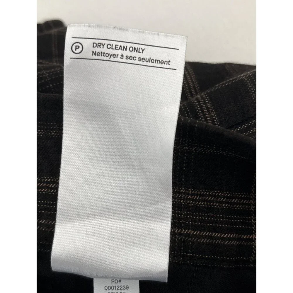 Vince Pants Sz L Quiet Luxury Plaid Viscose Brown Relaxed Trousers Pockets Comfy - Picture 6 of 16